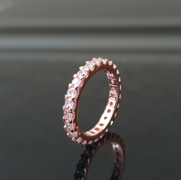 New Trendy Rose Gold Eternity Diamond Ring - Picture 3 of 4